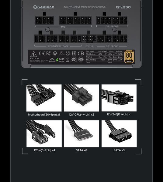 Блок питания GameMax GX-850 Pro BK 630414ua фото