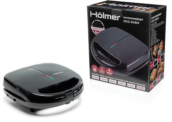 Мультимейкер (Бутербродница-Вафельница-Гриль-Орешница) Holmer HCG-04SM 579109ua фото