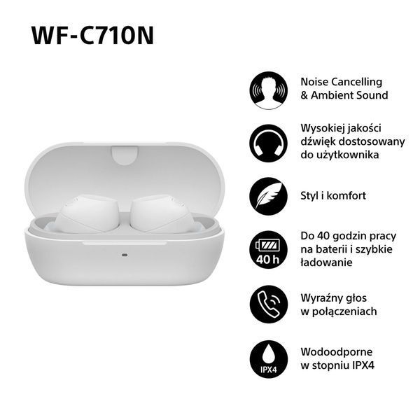 Навушники TWS Sony WF-C710N White 572982ua фото