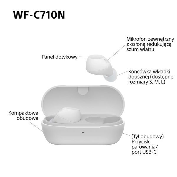 Навушники TWS Sony WF-C710N White 572982ua фото