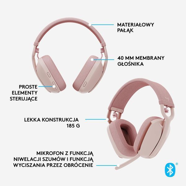 Навушники з мікрофоном Logitech Zone Vibe 100 Rose (981-001224) 458312ua фото
