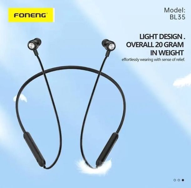 Наушники с микрофоном Foneng Neckband Sport Black (BL35) 623401ua фото