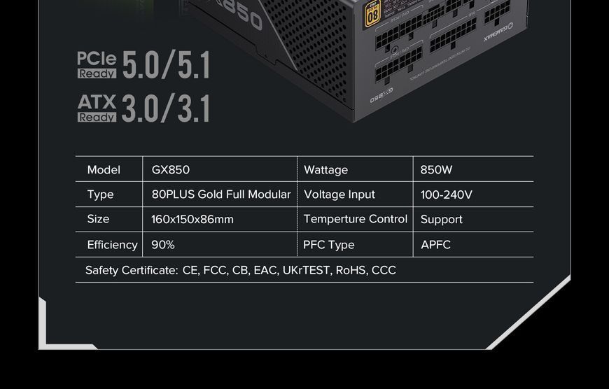 Блок питания GameMax GX-850 Pro BK 630414ua фото