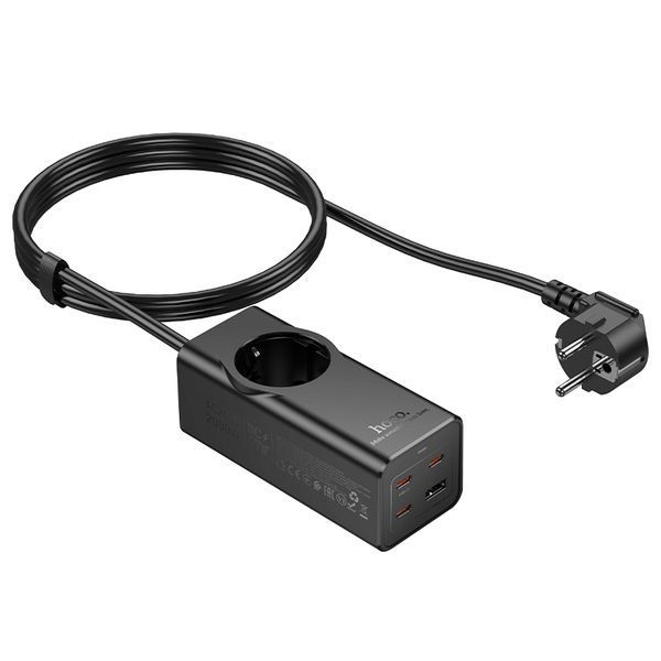 Мережевий фільтр Hoco NS9 Wisdom 1-position Black 626960ua фото