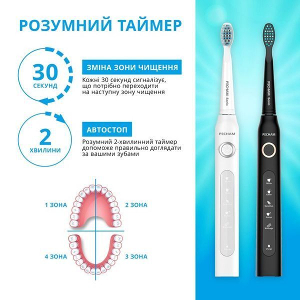 Набір із 2-х електричних зубних щіток Pecham Black and White Travel Set PC-084 579170ua фото