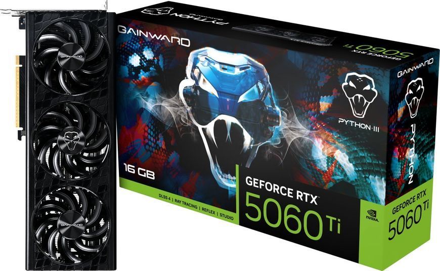 Відеокарта Gainward GeForce RTX 5060 Ti Python III 16 GB (NE7506T019T1-GB2061T) 619054 фото