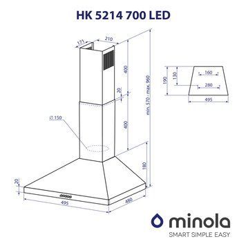 Вытяжка купольная Minola HK 5214 BL 700 LED 627889ua фото