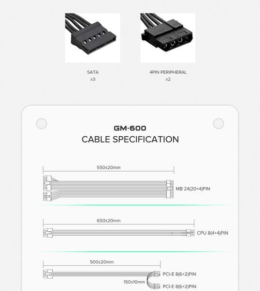 Блок питания GameMax GM-600 Modular Black 627730ua фото