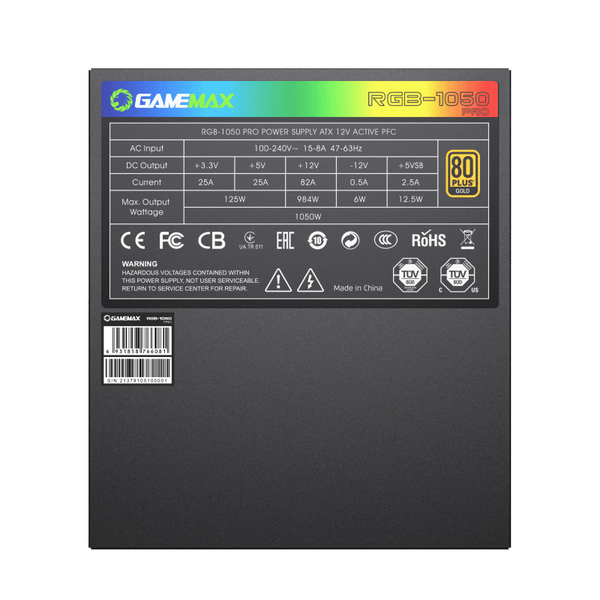 Блок живлення GameMax RGB-1050 PRO BK 630416ua фото