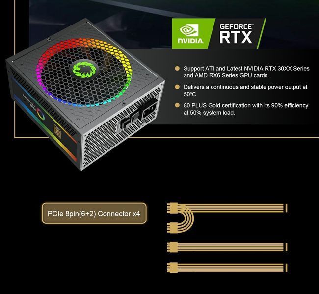 Блок живлення GameMax RGB-1050 PRO BK 630416ua фото