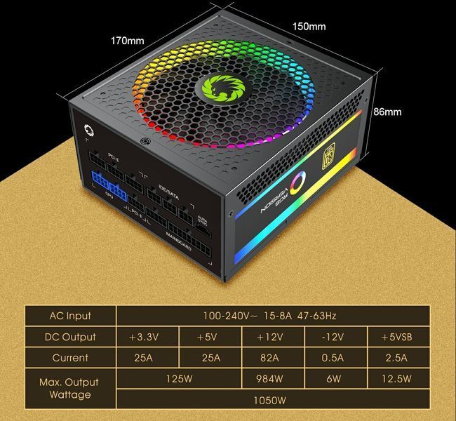 Блок живлення GameMax RGB-1050 PRO BK 630416ua фото