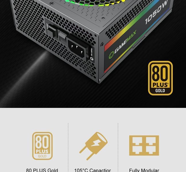 Блок живлення GameMax RGB-1050 PRO BK 630416ua фото
