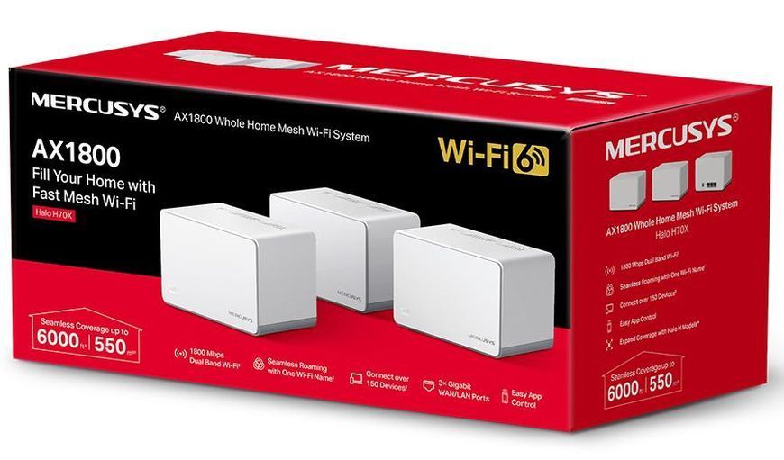 Бездротовий маршрутизатор (роутер) Mercusys Halo H70X 3-pack 457532ua фото