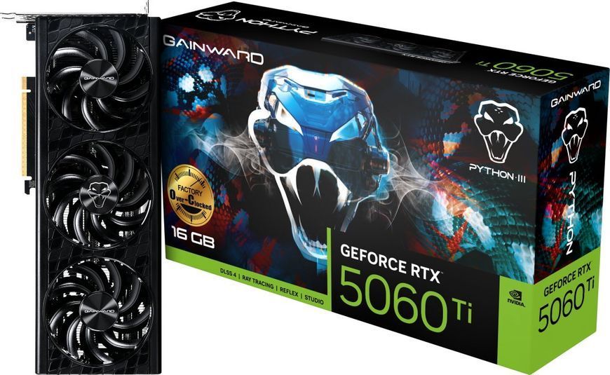 Видеокарта Gainward GeForce RTX 5060 Ti Python III OC 16GB (NE7506TS19T1-GB2061T) 618093 фото