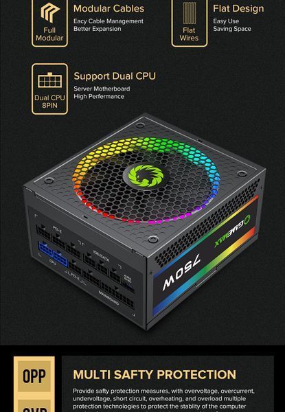 Блок питания GameMax RGB-750 Pro (6931858766098) 630417ua фото