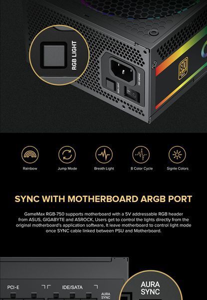 Блок питания GameMax RGB-750 Pro (6931858766098) 630417ua фото