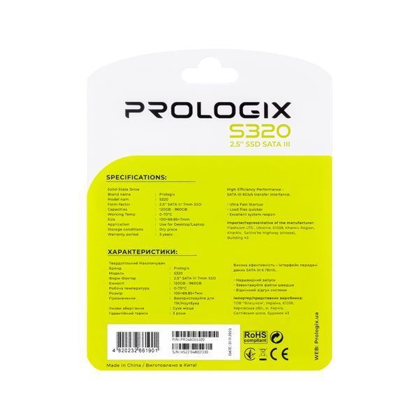 SSD накопитель Prologix S320 480 GB (PRO480GS320) 577166ua фото
