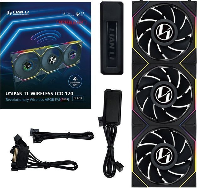 Вентилятор Lian Li Uni Fan TL120 LCD Wireless 3-pack Black (12RTLLCD1W3B) 614283 фото