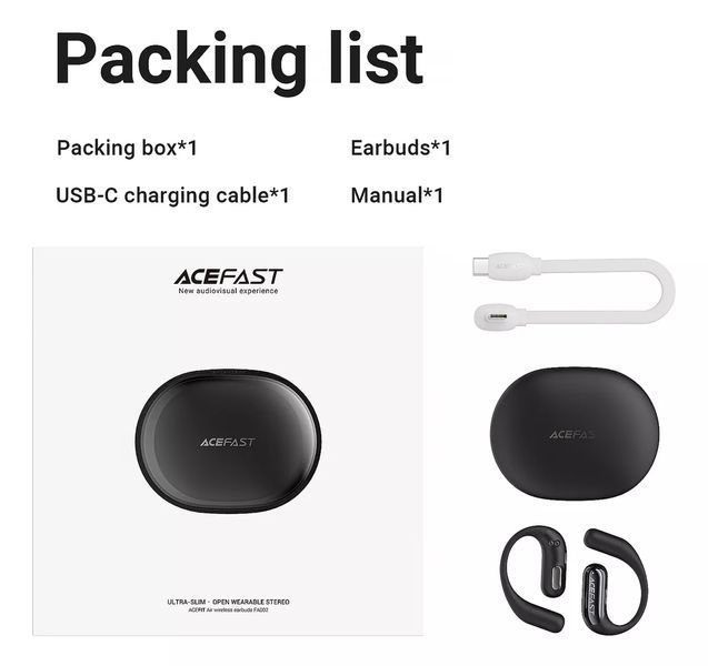 Навушники TWS Acefast FA002 Acefit Air Black (6974316283621) 627224ua фото