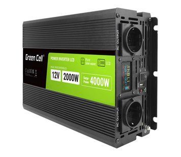 Перетворювач (інвертор) DC-AC Green Cell LCD 12V 2000W/4000W (INVGC12P2000LCD) 508193 фото