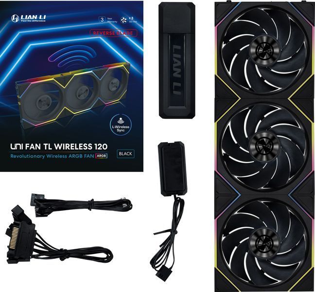 Вентилятор Lian Li Uni Fan TL120 Reverse Wireless 3-pack Black (12RTL1W3B) 618084 фото