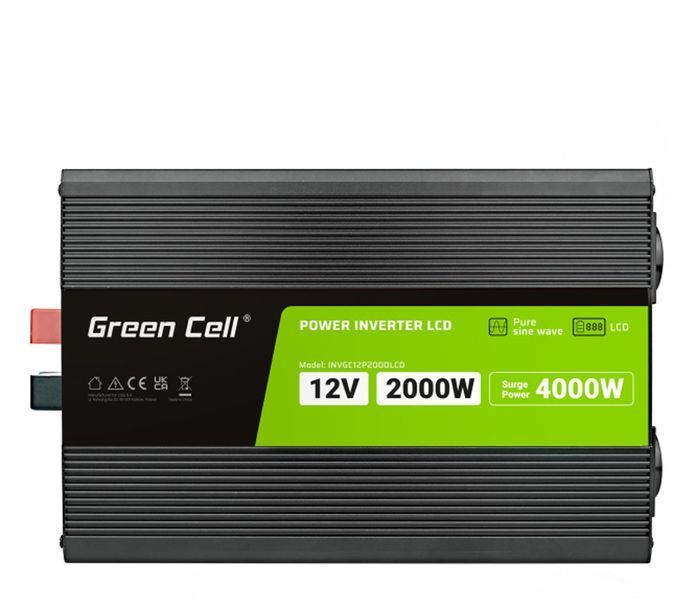 Преобразователь (инвертор) DC-AC Green Cell LCD 12V 2000W/4000W (INVGC12P2000LCD) 508193 фото