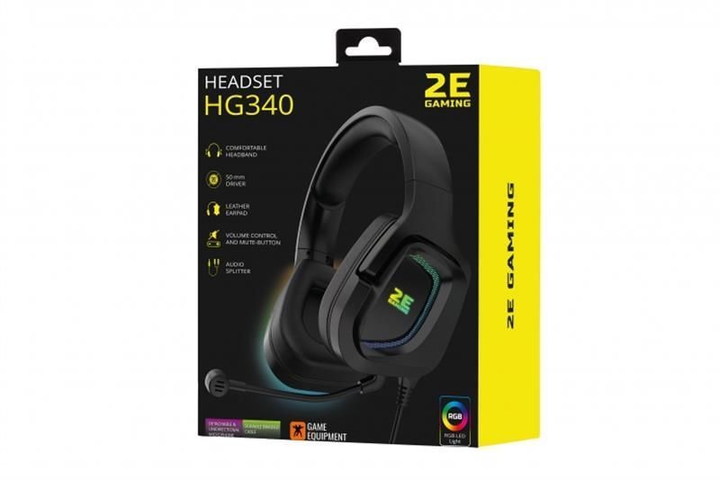 Наушники с микрофоном 2E HG340 RGB 3.5mm Black (2E-HG340BK) 579317ua фото