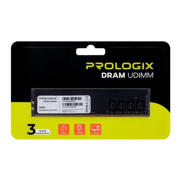 Пам'ять для настільних комп'ютерів Prologix 8 GB DDR4 2666 MHz (PRO8GB2666D4) 579687ua фото