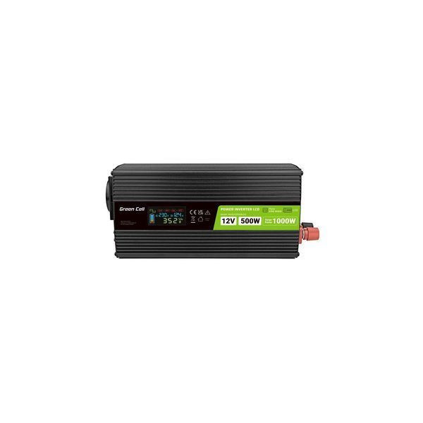 Перетворювач (інвертор) DC-AC Green Cell 12/220V 500W/1000W (INVGC12P500LCD) 514858 фото