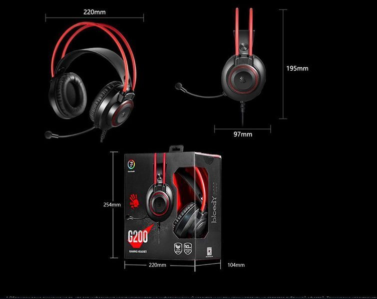 Навушники з мікрофоном Bloody G200 Black/Red 579341ua фото