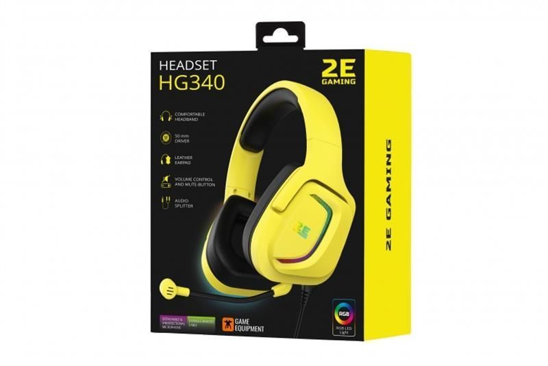 Навушники з мікрофоном 2E HG340 RGB 3.5mm Yellow (2E-HG340YW) 579318ua фото