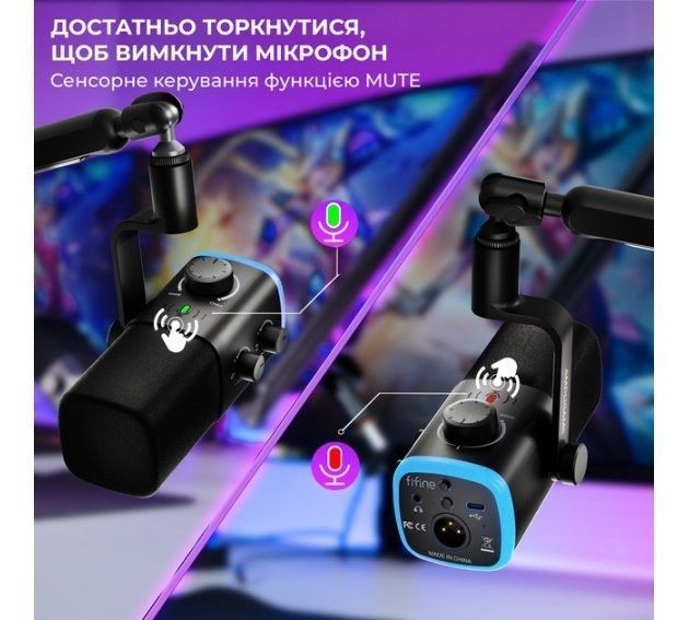 Мікрофон студійний/ для стрімінгу, подкастів Fifine AM9 Black 623202ua фото