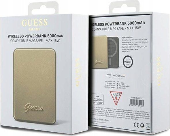 Внешний аккумулятор (павербанк) Guess GUPBM5ALGSGD 5000mAh Gold 619690 фото