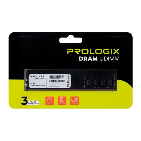 Память для настольных компьютеров Prologix 8 GB DDR4 3200 MHz (PRO8GB3200D4) 579688ua фото