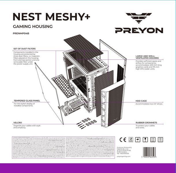 Корпус Preyon Nest Meshy+ Black (PRENMP04B) 542090 фото