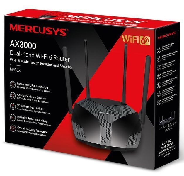 Беспроводной маршрутизатор (роутер) Mercusys MR80X 371131ua фото
