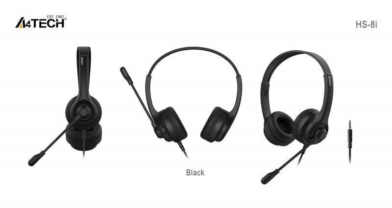 Наушники с микрофоном A4Tech HS-8i Black 579333ua фото