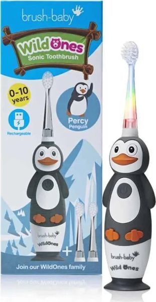 Електрична зубна щітка Brush-Baby WildOnes Penguin Grey 556666 фото
