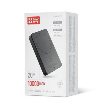 Внешний аккумулятор (павербанк) ColorWay 10000mAh 22.5W MagSafe Black (CW-PB100LPA1BK-WPDD) 628202ua фото