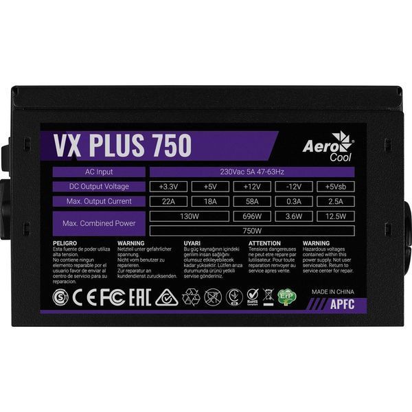 Блок живлення Aerocool VX Plus Stealth 750W (ACPN-VS75AEY.12) 622603ua фото