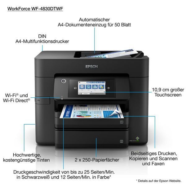 БФП Epson WorkForce Pro WF-4830DTWF (C11CJ05402) 516431 фото