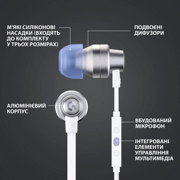 Навушники з мікрофоном Logitech G333 White (981-000930) 335722ua фото