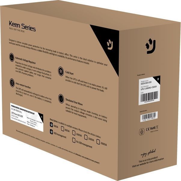 Лінійно-інтерактивний ДБЖ Njoy Keen 800 USB (UPLI-LI080KU-CG01B) 623129ua фото
