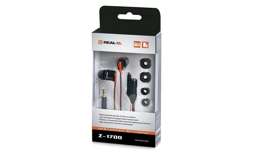 Наушники с микрофоном Real-El Z-1700 Mobile Black 579498ua фото