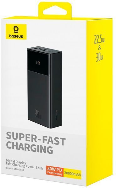 Зовнішній акумулятор (павербанк) Baseus Star Lord Digital Display 30000mAh 30W Black (P10022905113-00) 619644 фото