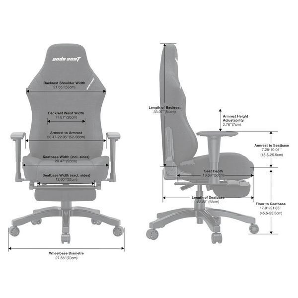 Компьютерное кресло для геймера Anda Seat Luna Pro L Gray Fabric (AD18T-44-G-F) 622955ua фото
