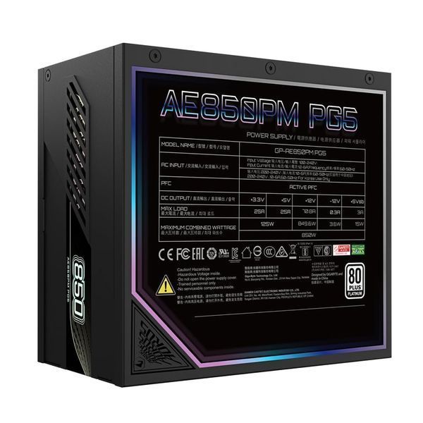 Блок живлення Gigabyte AE850PM PG5 850W Black (GP-AE850PM PG5) 525787ua фото