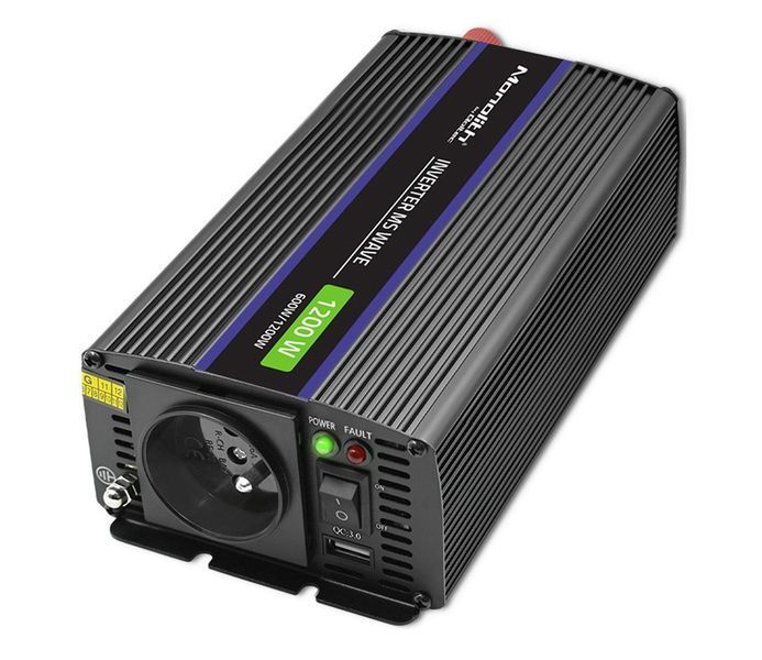 Перетворювач (інвертор) DC-AC Qoltec 12V/230V 600/1200W (51925) 508201 фото