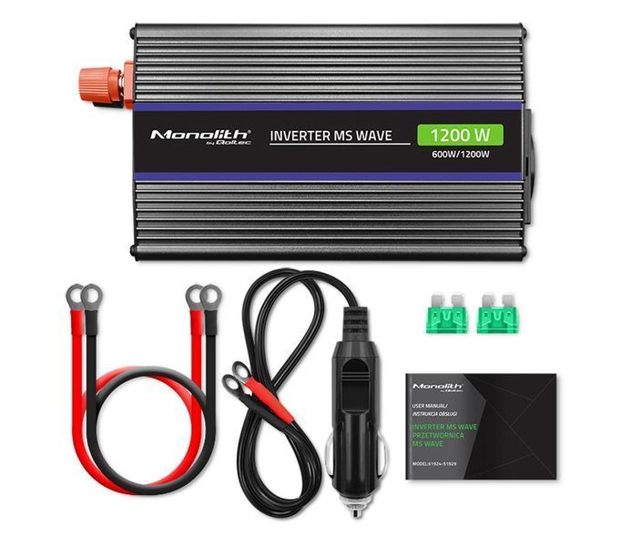 Перетворювач (інвертор) DC-AC Qoltec 12V/230V 600/1200W (51925) 508201 фото