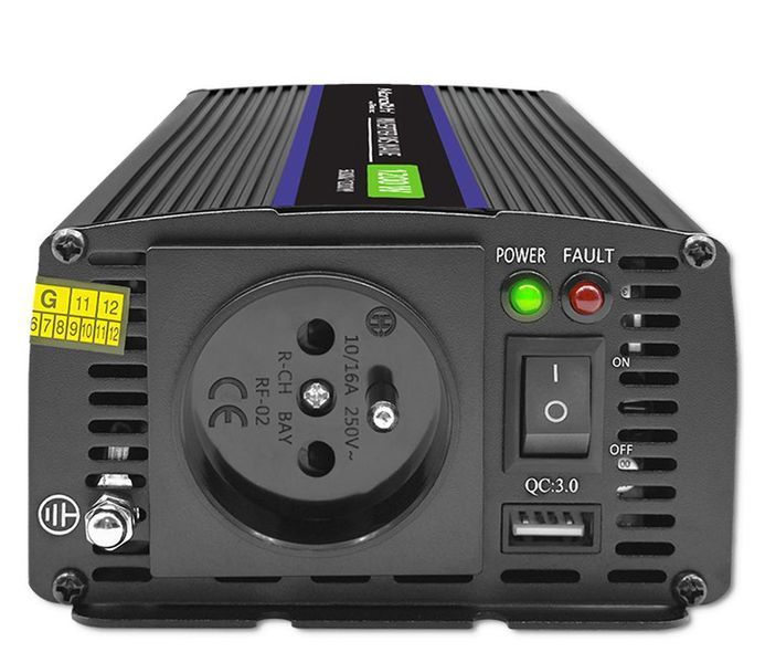 Перетворювач (інвертор) DC-AC Qoltec 12V/230V 600/1200W (51925) 508201 фото